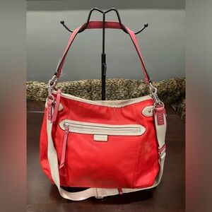 COACH DAISY SPECTATOR LEATHER CONVERTIBLE HOBO (COACH F23903) ORANGE VERMILLION